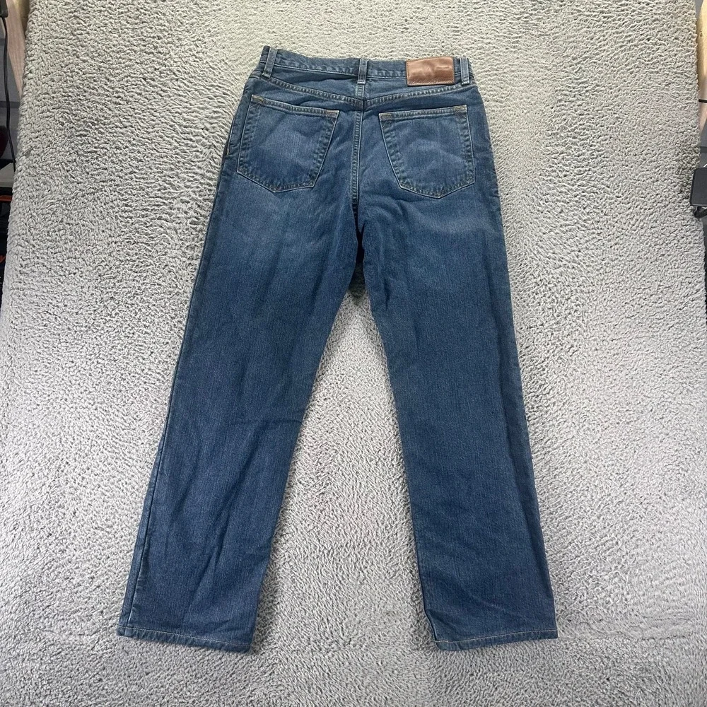 Eddie Bauer Jeans Mens 30x30 Blue Cotton Denim Straight Relaxed Flannel-Lined